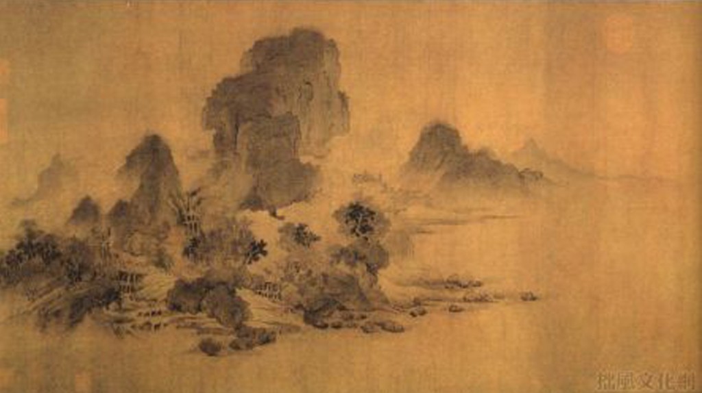 Wang Shen [1036-ok. 1093], Piętrzące się urwiska wyłaniające się z mgły i rzeki”.
