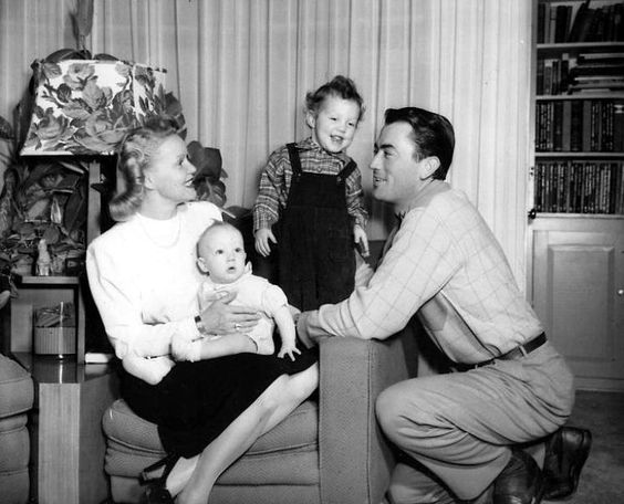 Gregory i Greta Peck z synami, 1947 r.