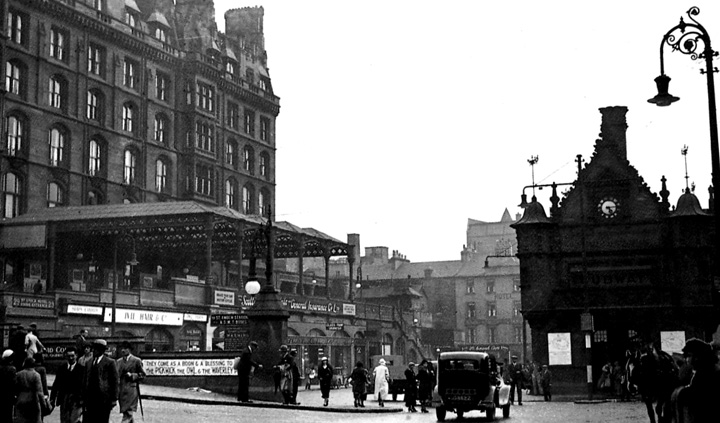 Glasgow na dawnej fotografii. Stacja kolejowa.