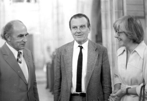 Spotkanie z Czesławem Miłoszem. Od lewej: Florian Śmieja, Czesław Miłosz, Zofia Poniatowska-Śmieja, fot. arch. F. Śmieji.
